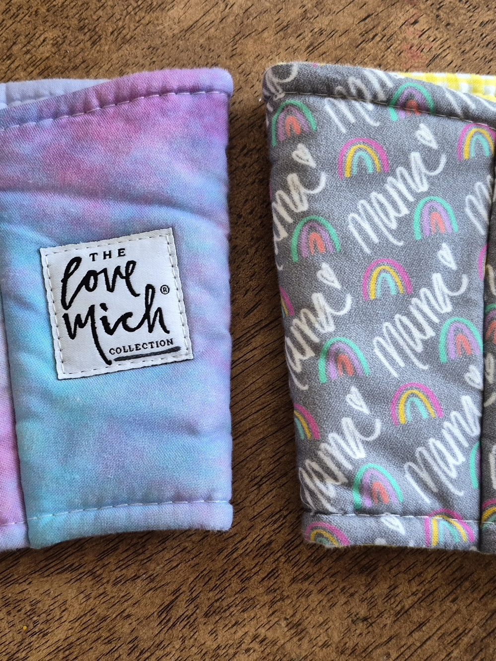 The Love Mich Collection Rainbow Seat Belt Pads - Pastel Tie-Dye & Gray Rainbows